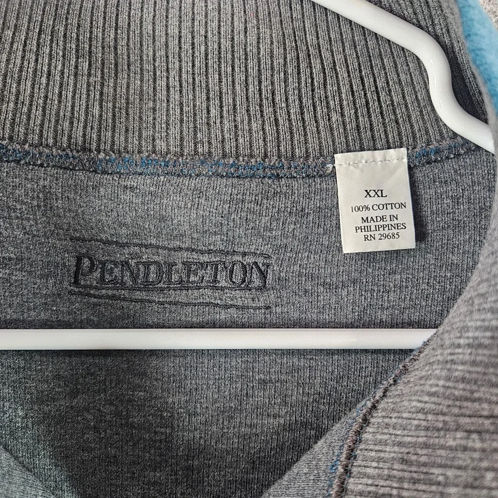 Pendleton Mens XXL Blue 100% Cotton Quarter Zip Mock‎ Neck Pullover Sweater